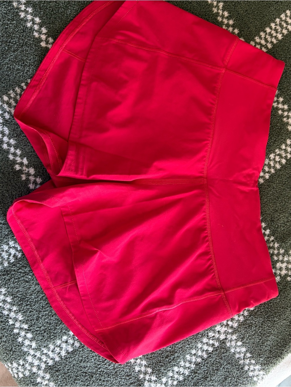 Lululemon Speed Ups 4” Sports Red Mid Rise (liner is cut inside to not dig in)